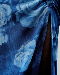 Online FROM FUTURE Robe Longue Bretelles Fines Mesh Romantic Roses