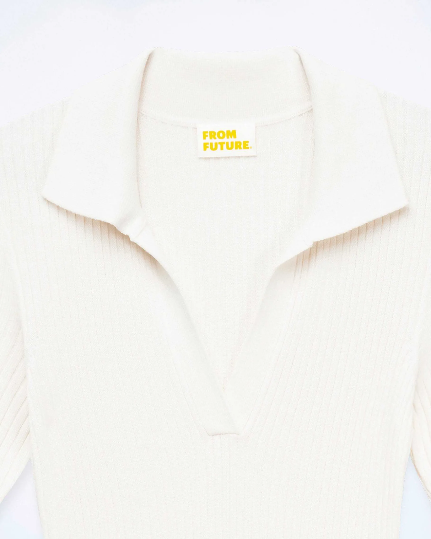 New FROM FUTURE Robe Longue Manche Courte Ecru