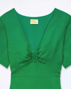 Clearance FROM FUTURE Robe Longue Manche Courte Arielle Tropical Green