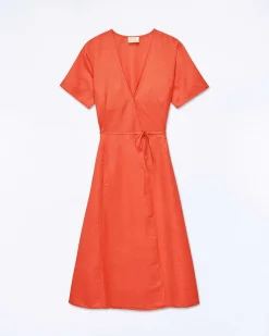 Sale FROM FUTURE Robe Longue Manche Courte Evie Orange