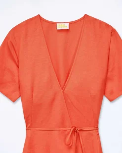 Sale FROM FUTURE Robe Longue Manche Courte Evie Orange