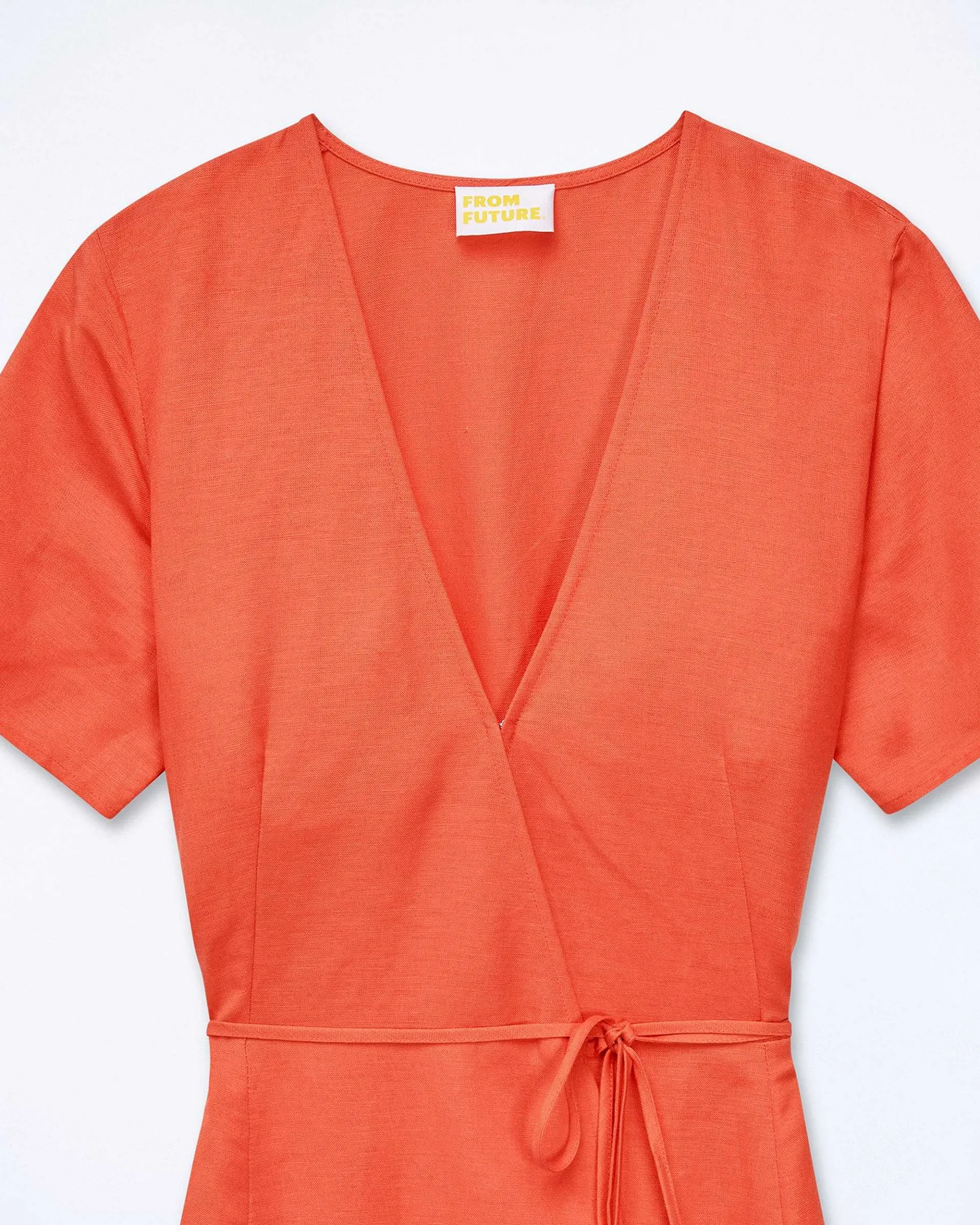 Sale FROM FUTURE Robe Longue Manche Courte Evie Orange
