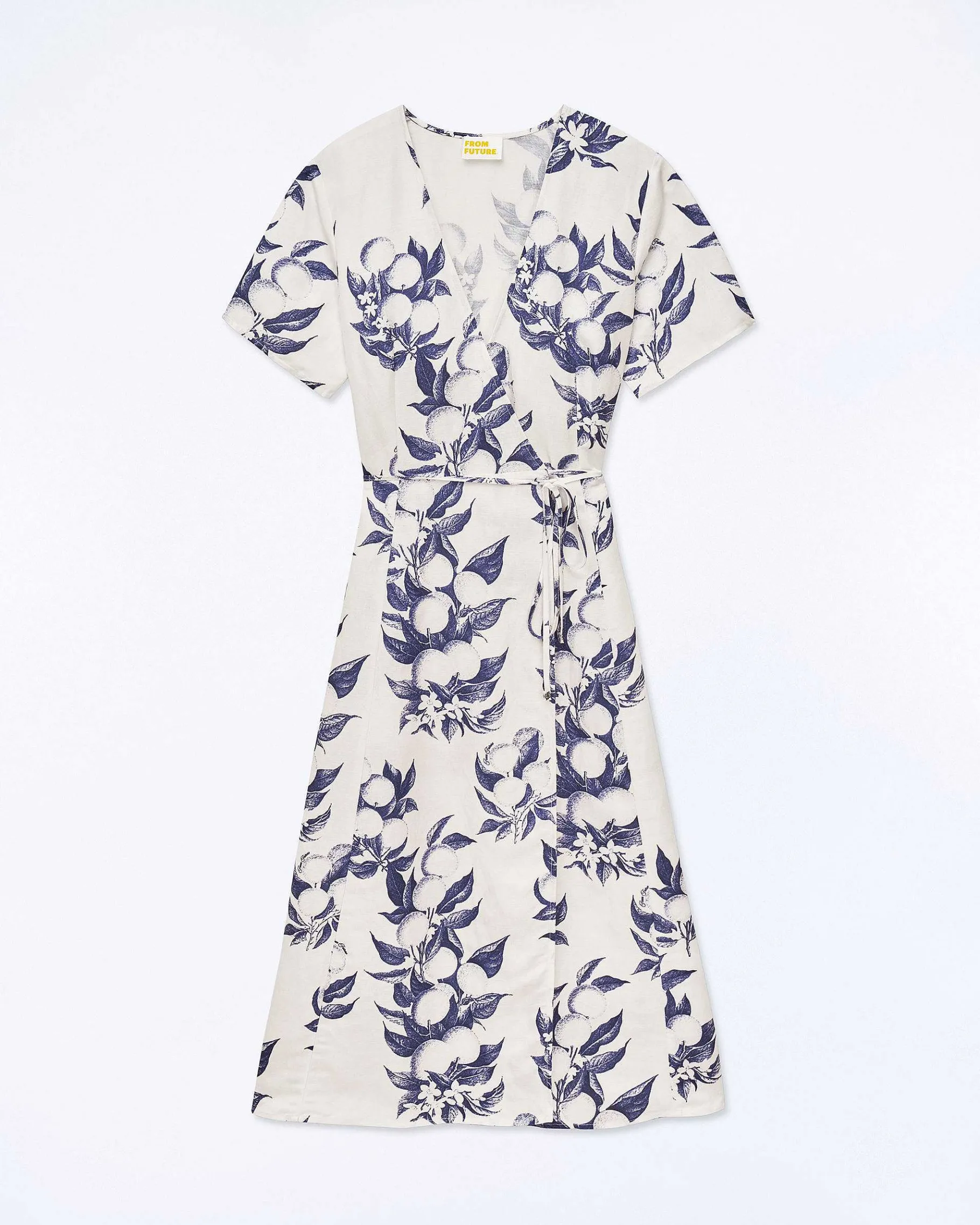New FROM FUTURE Robe Longue Manche Courte Evie Toile De Jouy