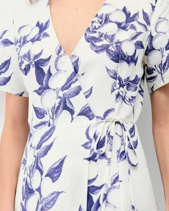 New FROM FUTURE Robe Longue Manche Courte Evie Toile De Jouy