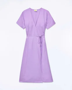 FROM FUTURE Robe Longue Manche Courte Evie Lilas