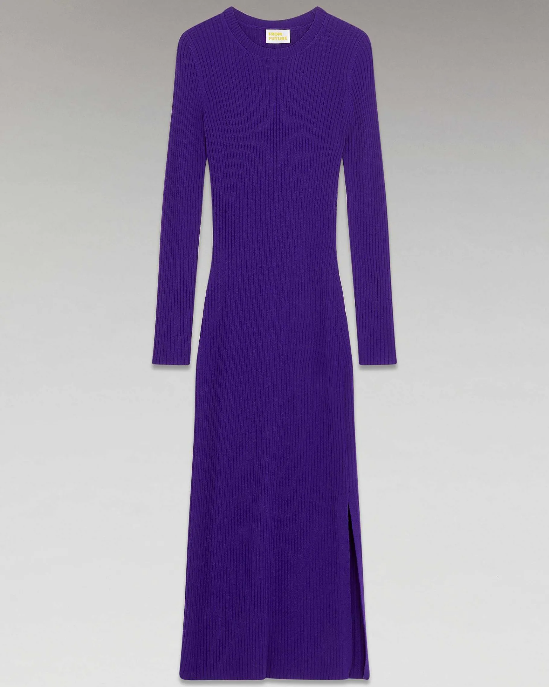 Discount FROM FUTURE Robe Longue Manche Longue A Cotes Fendue Intense Purple