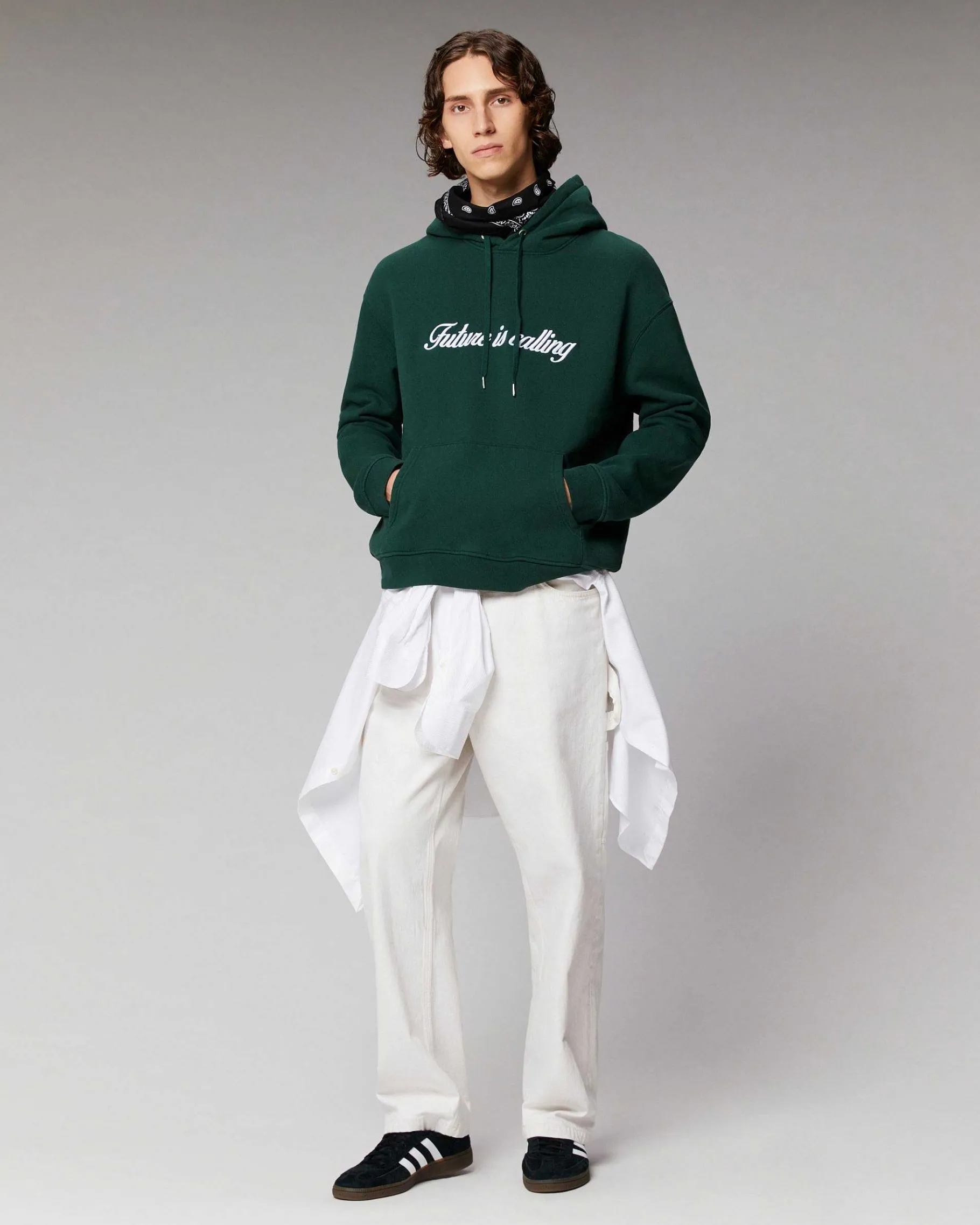 FROM FUTURE Sweatshirt Hoodie Future Is Calling Bottle Green