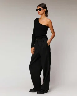 Discount FROM FUTURE Top Asymetrique A Cotes Noir