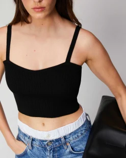 New FROM FUTURE Top Bretelle A Cotes Decollete Coeur Gris Chine Fonce