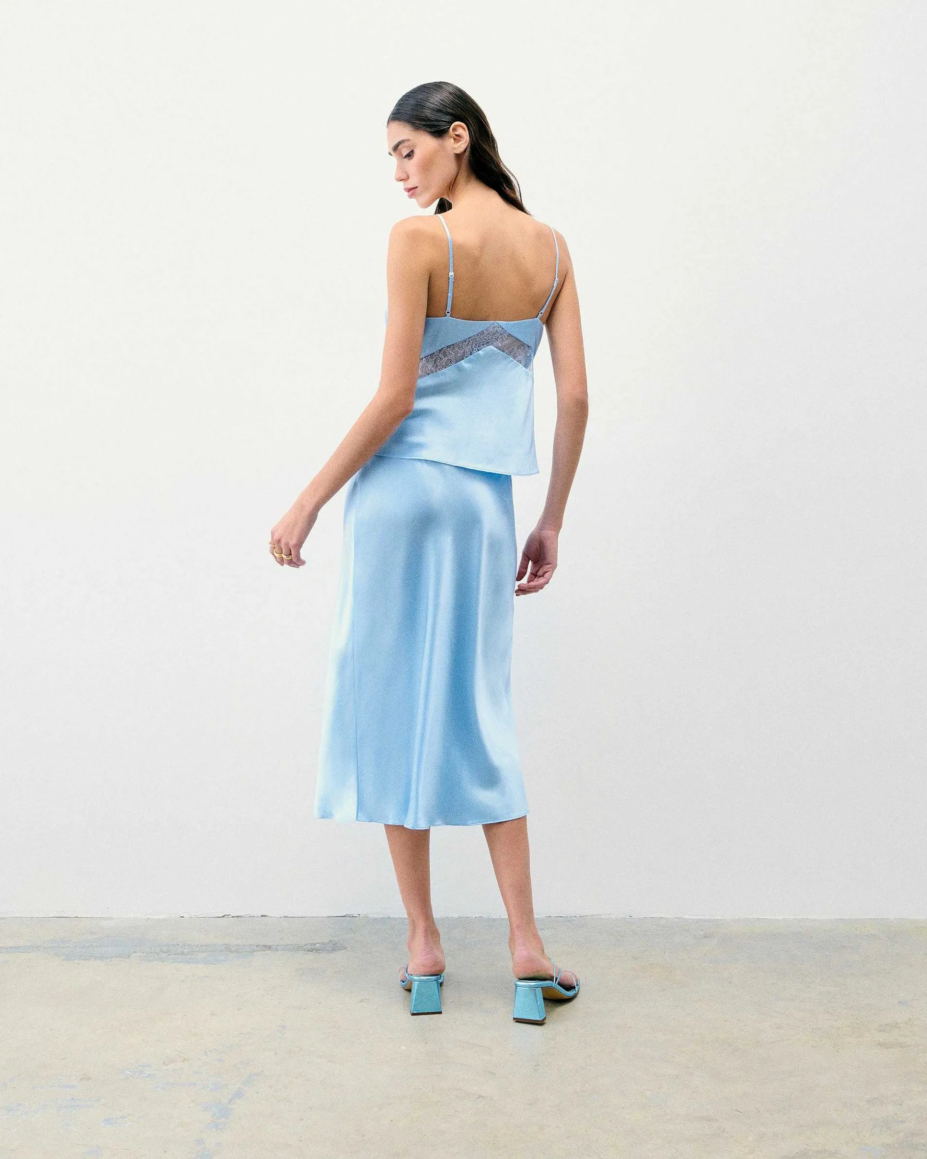 New FROM FUTURE Top Bretelle Dallia Baby Blue