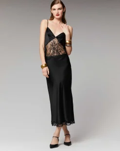 New FROM FUTURE Top Bretelle Decoupe Dentelle Noir