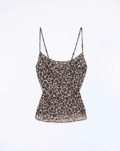 FROM FUTURE Top Bretelle Mousseline Winter Leopard