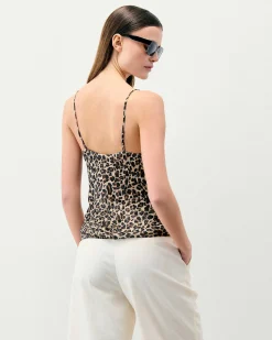 FROM FUTURE Top Bretelle Mousseline Winter Leopard