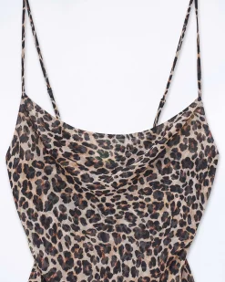 FROM FUTURE Top Bretelle Mousseline Winter Leopard