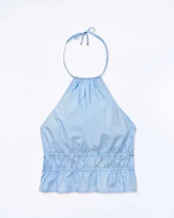 Best FROM FUTURE Top Bretelle Popeline Baby Blue