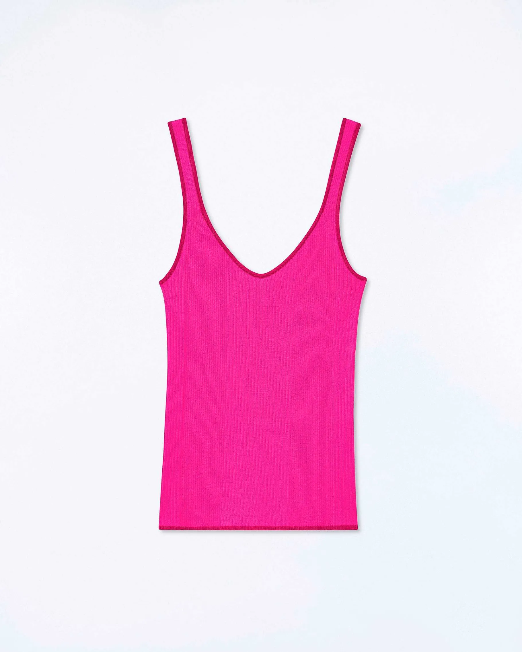 Outlet FROM FUTURE Top Debardeur A Cotes Liseres Contrastes Flash Pink