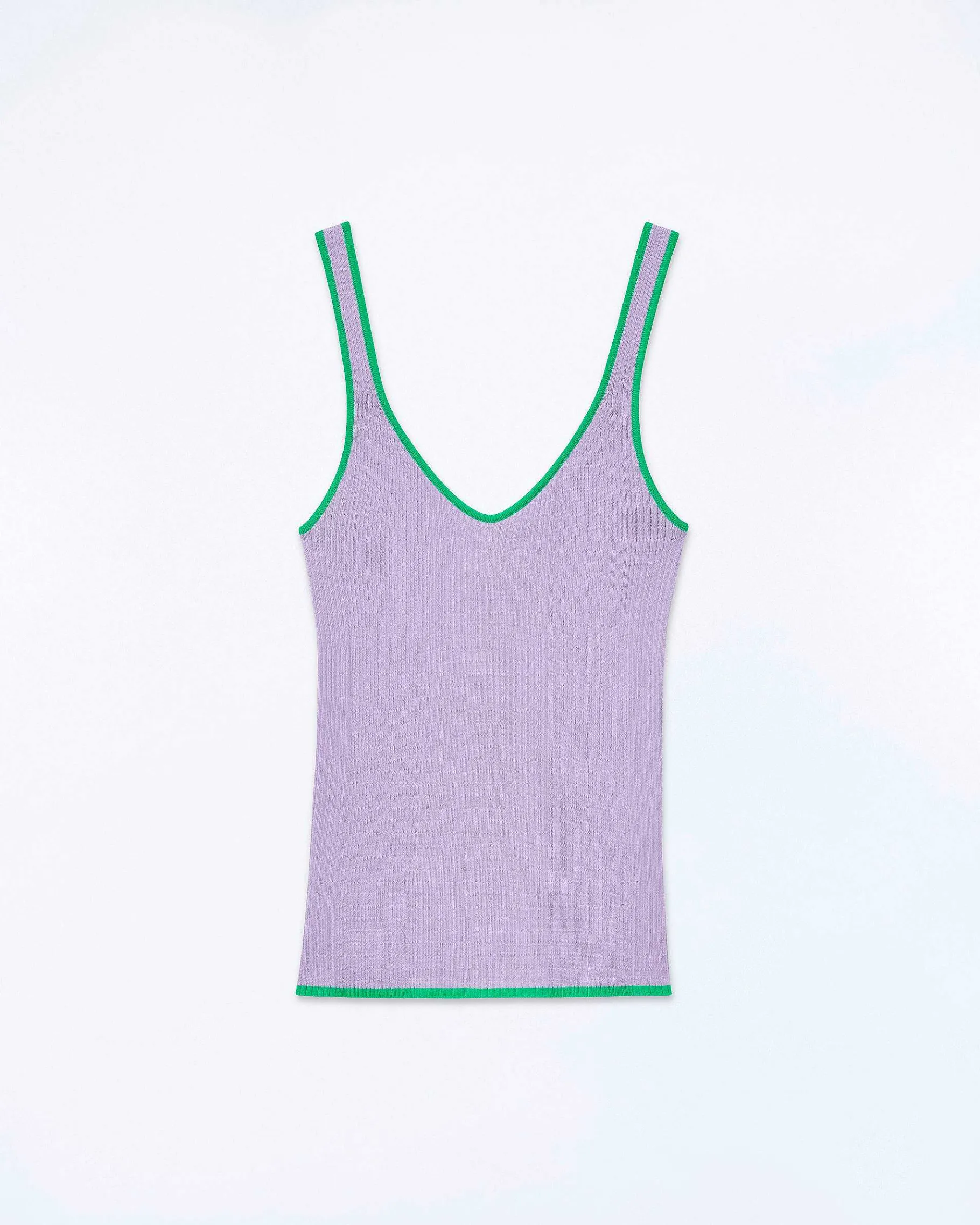 New FROM FUTURE Top Debardeur A Cotes Liseres Contrastes Magic Lilac