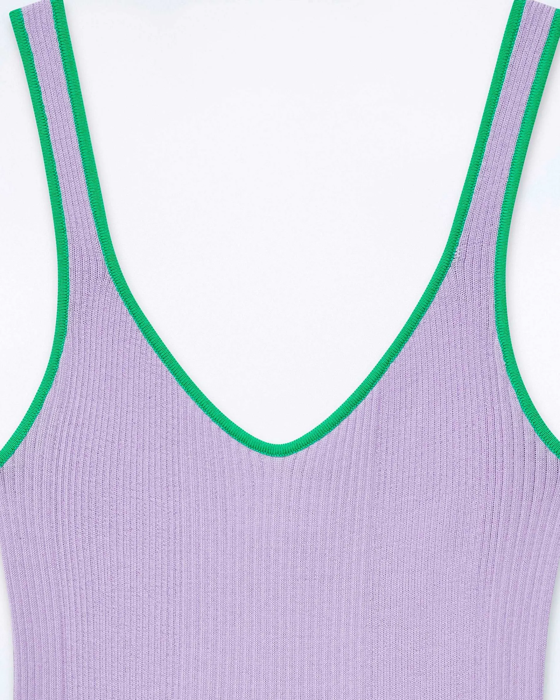 New FROM FUTURE Top Debardeur A Cotes Liseres Contrastes Magic Lilac
