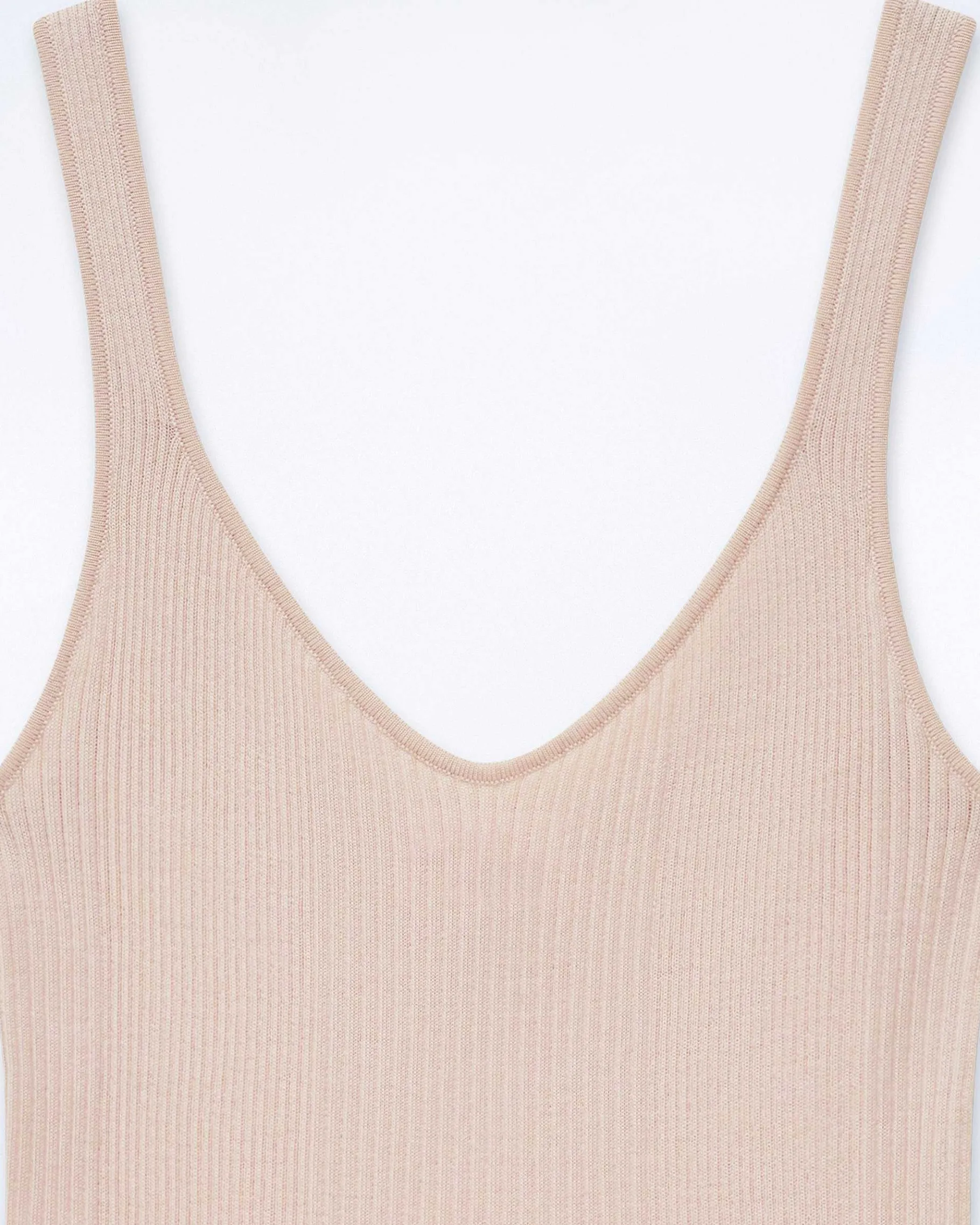 Outlet FROM FUTURE Top Debardeur A Cotes Uni Light Beige