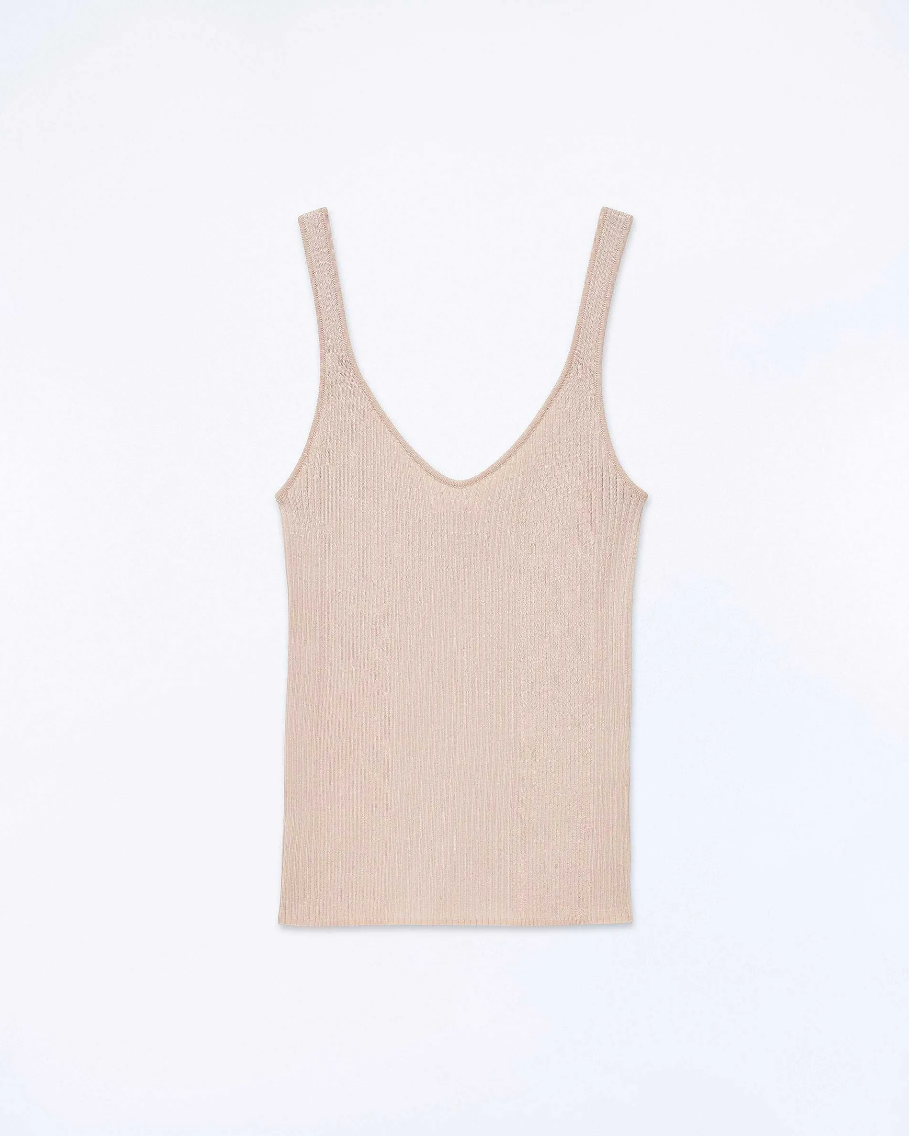 Outlet FROM FUTURE Top Debardeur A Cotes Uni Light Beige