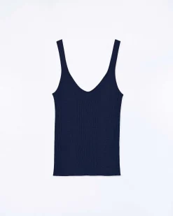Discount FROM FUTURE Top Debardeur A Cotes Uni Navy