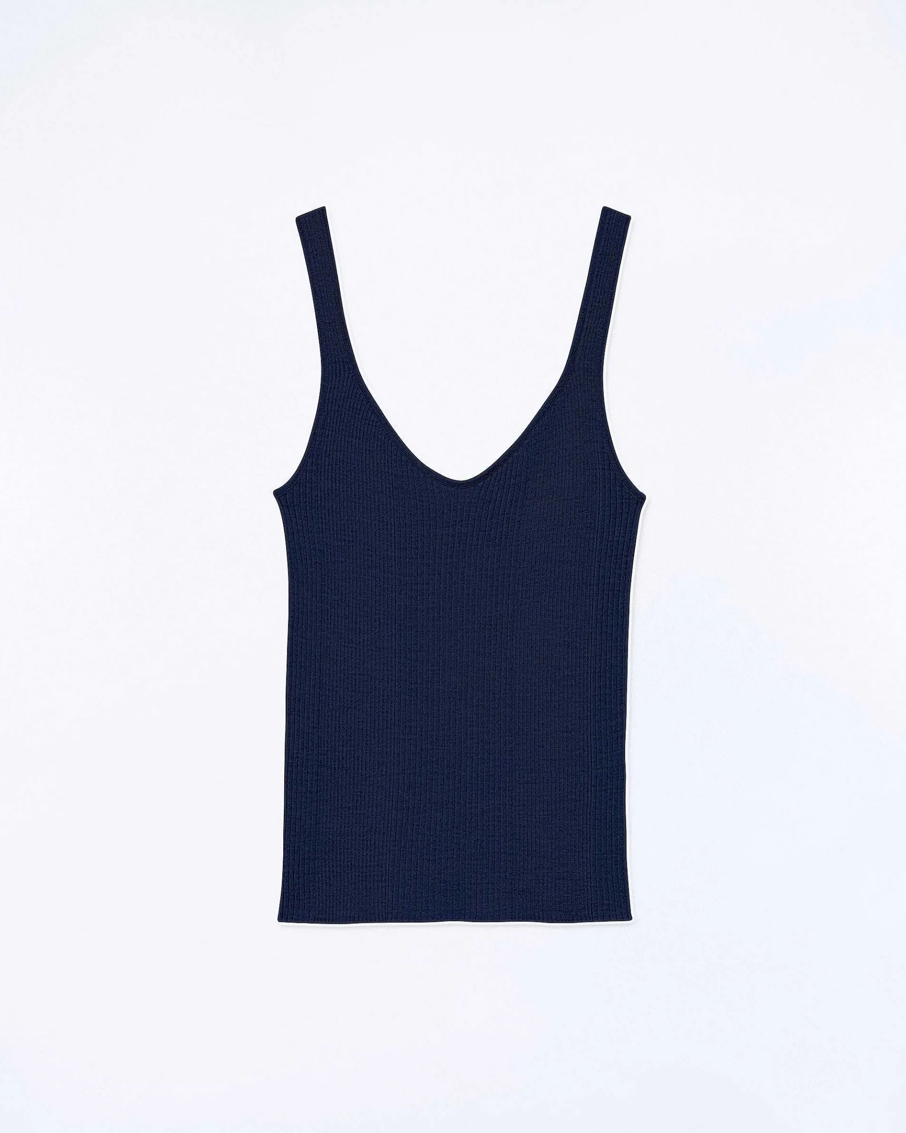 Discount FROM FUTURE Top Debardeur A Cotes Uni Navy