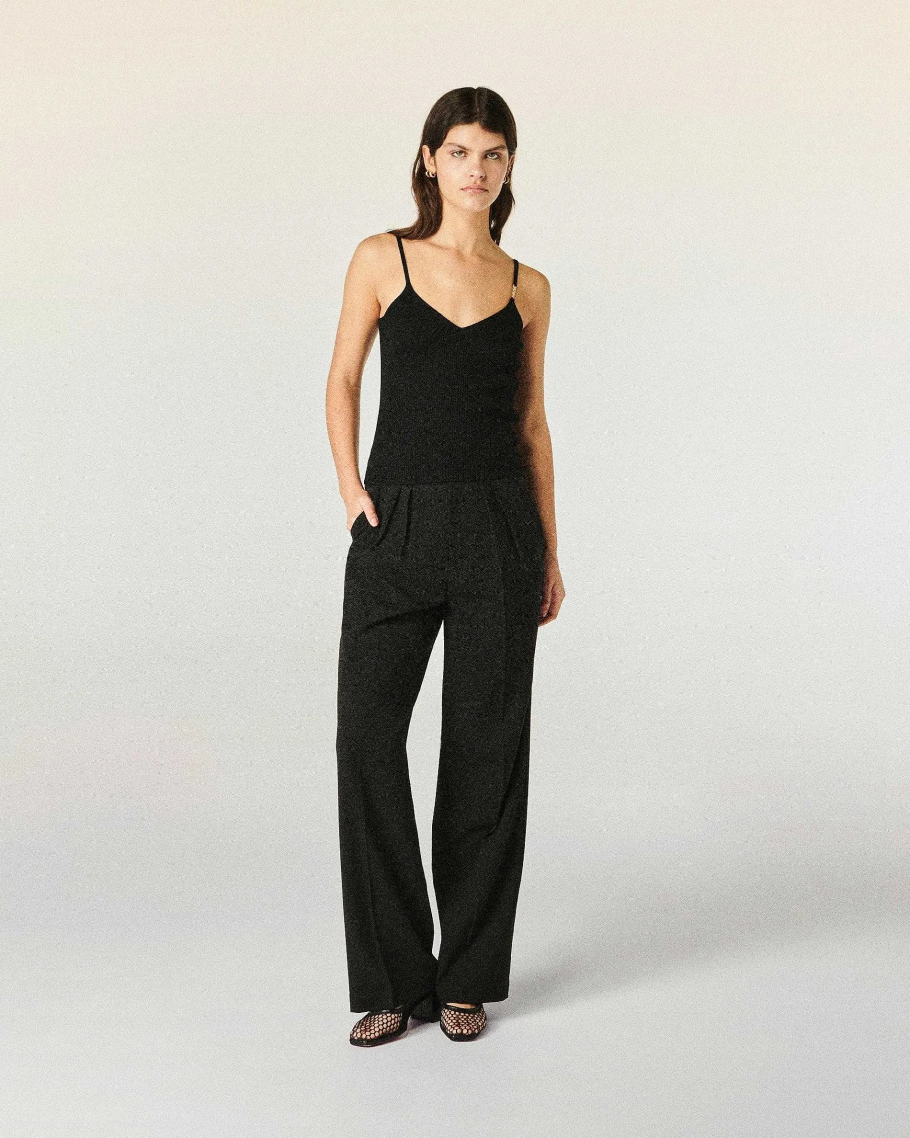 Clearance FROM FUTURE Top Debardeur Bretelle Bijou Noir