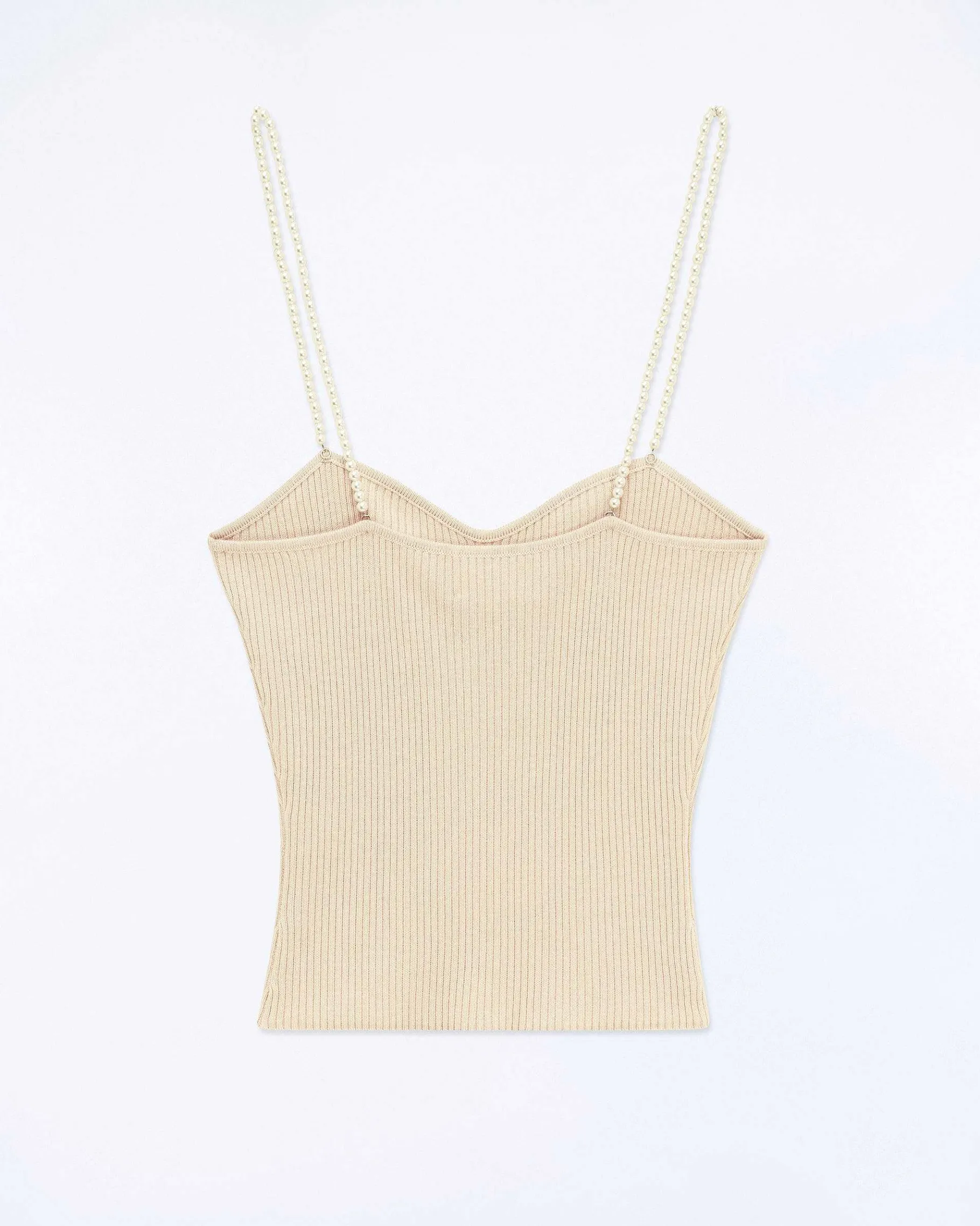 Outlet FROM FUTURE Top Debardeur Bretelle Perle Light Beige