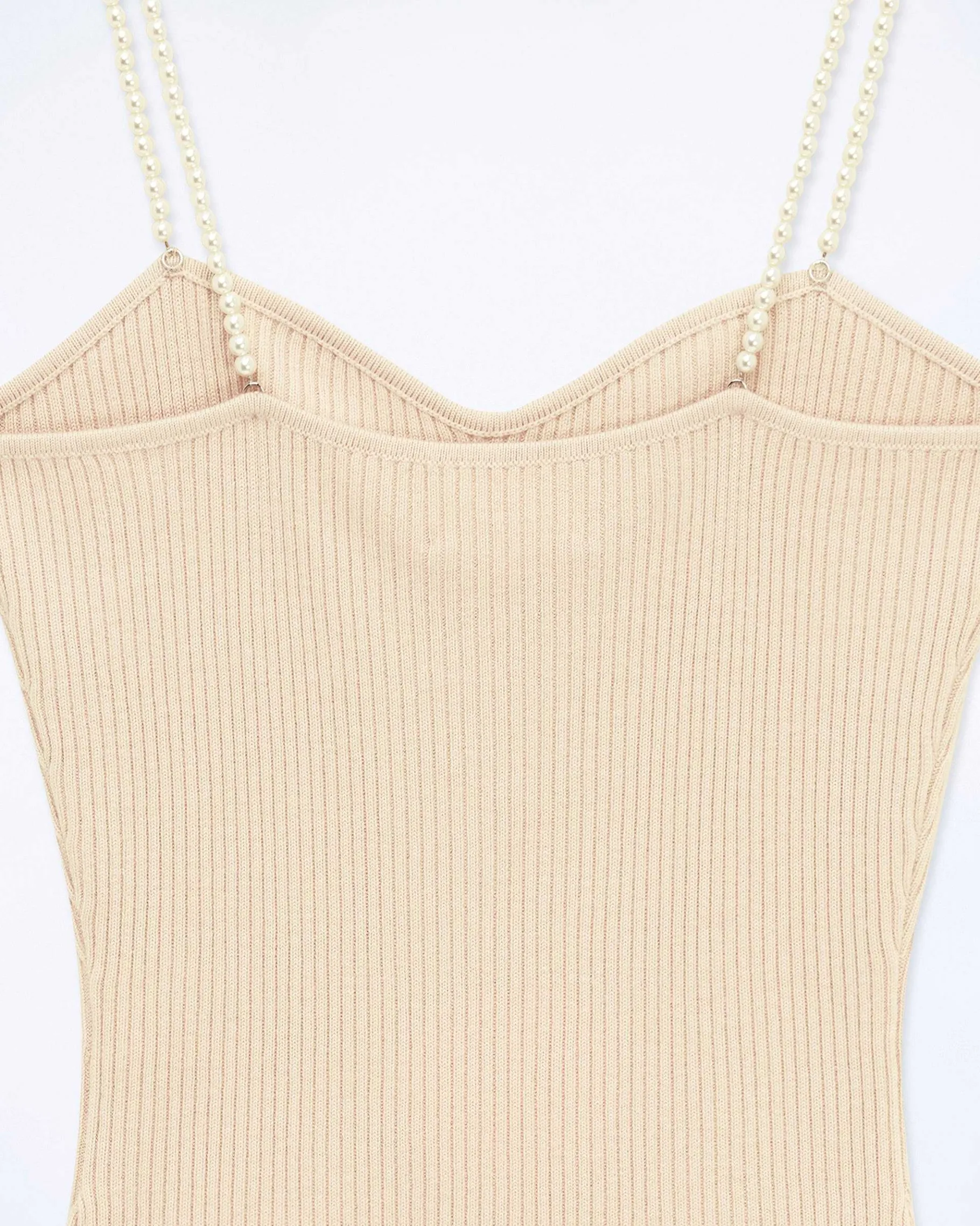 Outlet FROM FUTURE Top Debardeur Bretelle Perle Light Beige