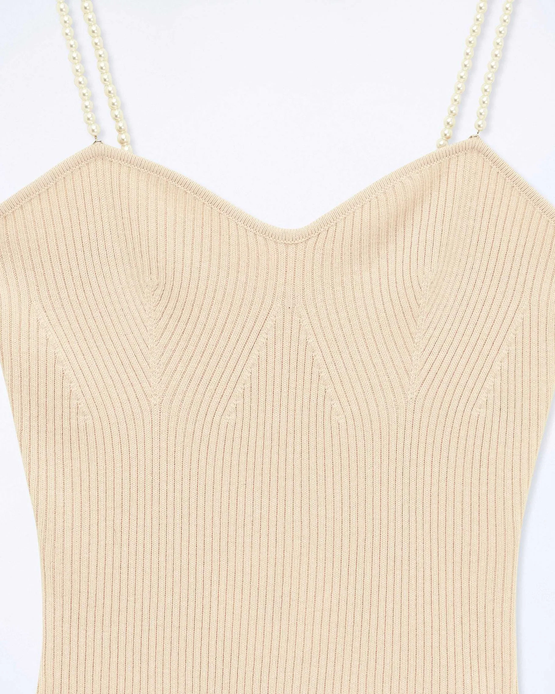 Outlet FROM FUTURE Top Debardeur Bretelle Perle Light Beige