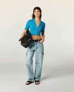 Discount FROM FUTURE Top Manches Courtes Bicolore Tropical Blue