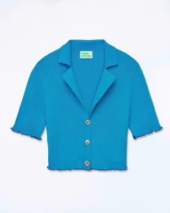Discount FROM FUTURE Top Manches Courtes Bicolore Tropical Blue