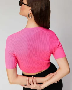 Clearance FROM FUTURE Top Manches Courtes Coeur Strass Sparkle Pink