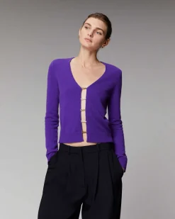 Online FROM FUTURE Top Manches Longues Boutons Violet Fluo