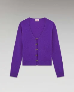 Online FROM FUTURE Top Manches Longues Boutons Violet Fluo