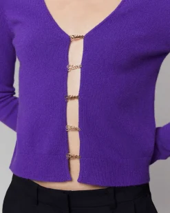 Online FROM FUTURE Top Manches Longues Boutons Violet Fluo