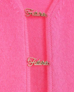 Hot FROM FUTURE Top Manches Longues Boutons Bijoux Sparkle Pink