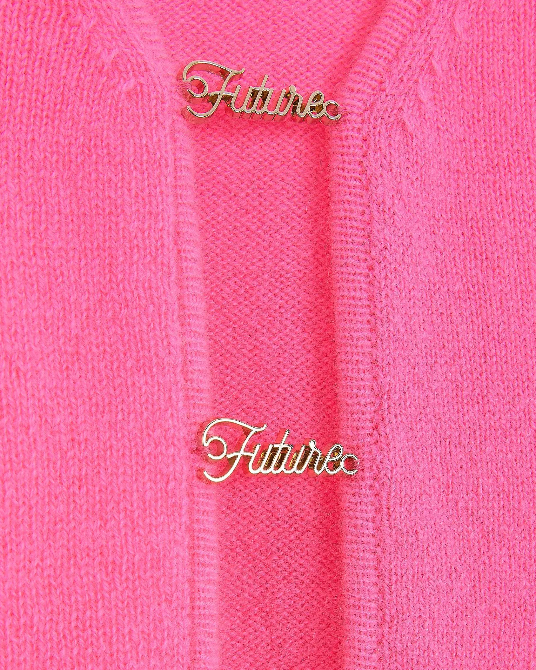 Hot FROM FUTURE Top Manches Longues Boutons Bijoux Sparkle Pink