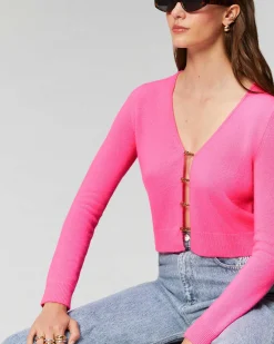 Discount FROM FUTURE Top Manches Longues Boutons Bijoux Sparkle Pink