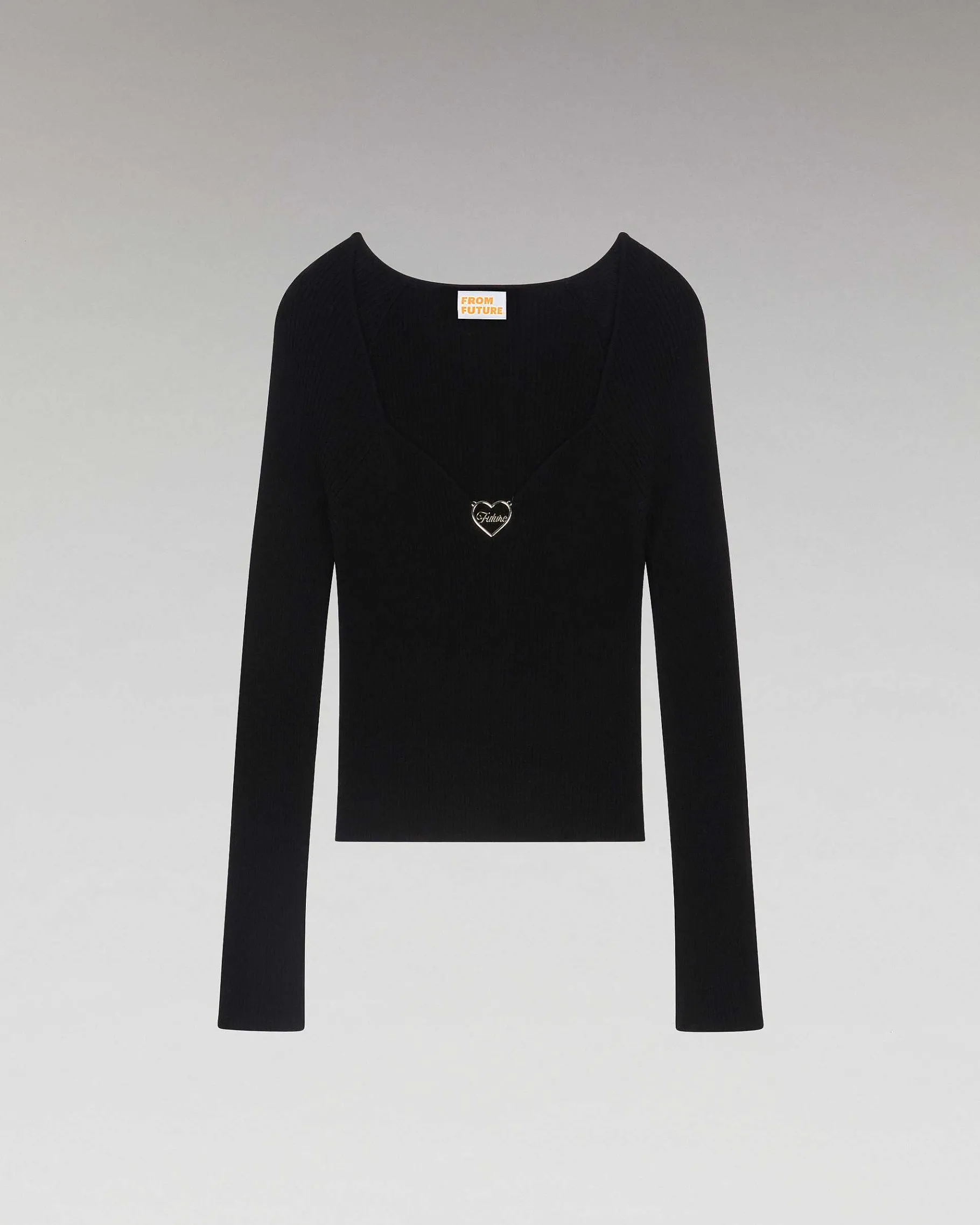 Outlet FROM FUTURE Top Manches Longues Decollete Coeur Noir