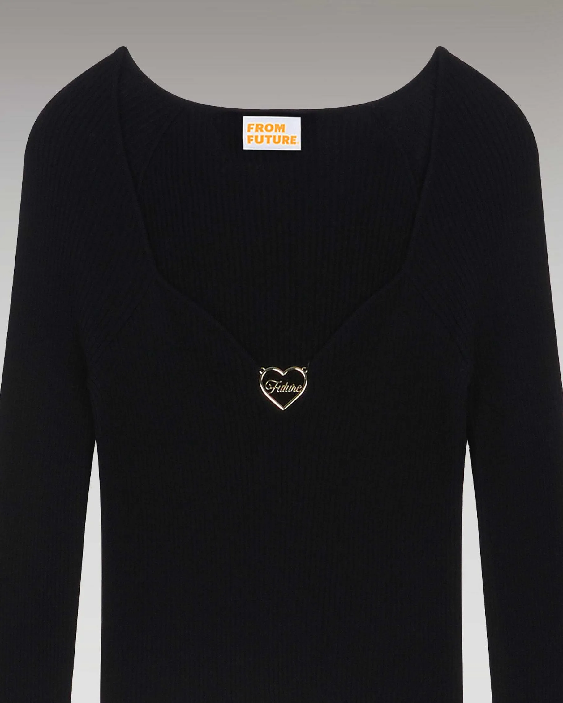 Outlet FROM FUTURE Top Manches Longues Decollete Coeur Noir