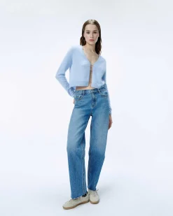 Hot FROM FUTURE Top Manches Longues En Cachemire Brosse Baby Blue