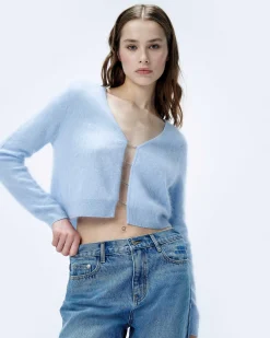 Hot FROM FUTURE Top Manches Longues En Cachemire Brosse Baby Blue