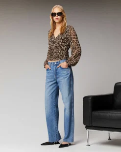 Online FROM FUTURE Top Manches Longues Smocke Winter Leopard