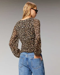 Online FROM FUTURE Top Manches Longues Smocke Winter Leopard