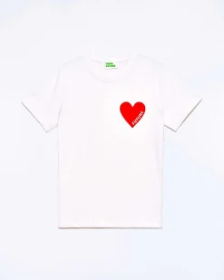 Outlet FROM FUTURE T-Shirt Coeur Col Rond Manches Courtes Blanc