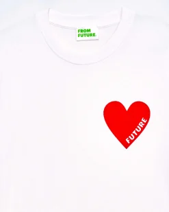 Outlet FROM FUTURE T-Shirt Coeur Col Rond Manches Courtes Blanc