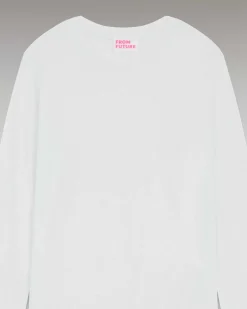 Sale FROM FUTURE T-Shirt Col Rond Basique Manches Longues Blanc