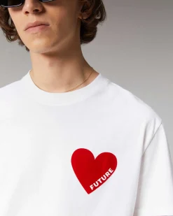 Hot FROM FUTURE T-Shirt Col Rond Coeur Blanc