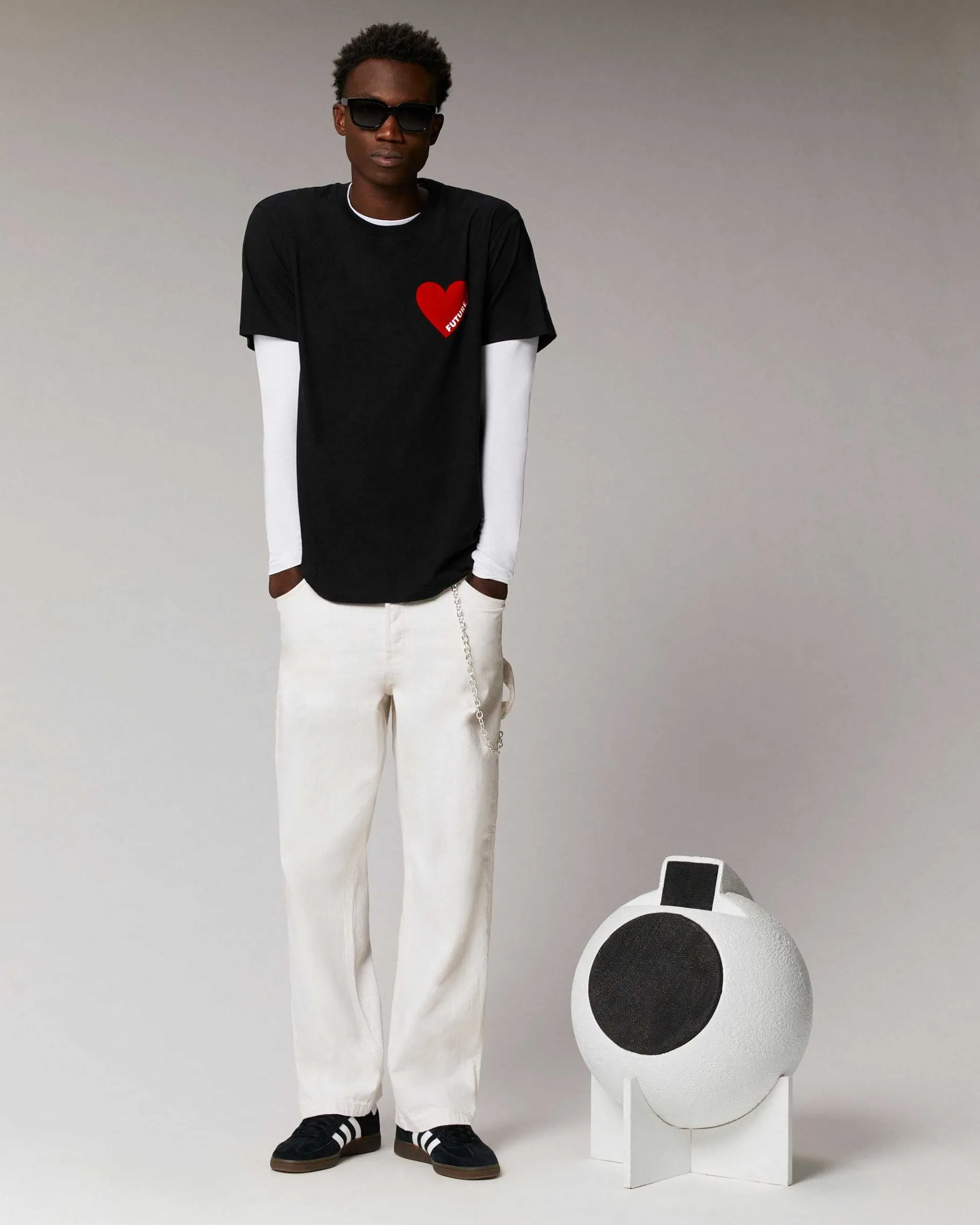 Best FROM FUTURE T-Shirt Col Rond Coeur Noir